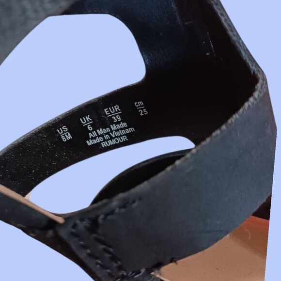 Franco Sarto Black Wedge Sandals Open Toe Cork Wedge Size 8M - Picture 8 of 13